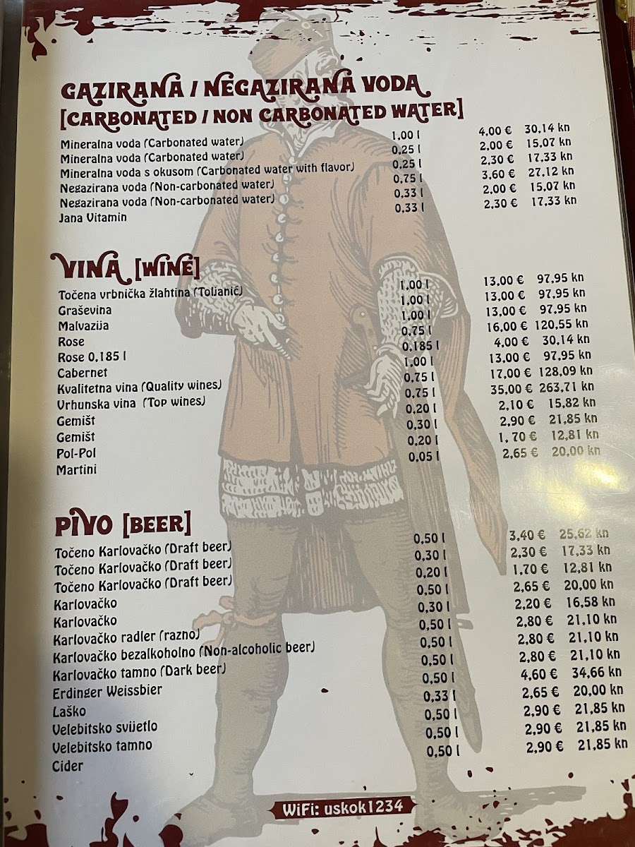 Restaurant Uskok Menu - Image 1